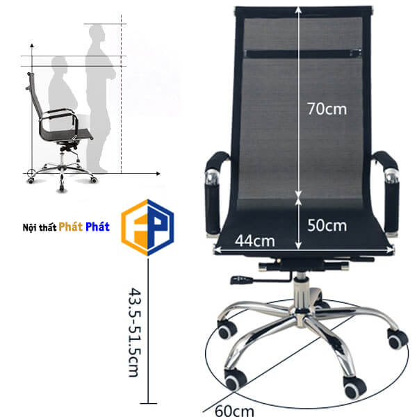 |HOT| Ghế xoay cao cấp cho nhân viên và giám đốc đẹp, hiện đại tại nội thất Phát Phát 12 kích thước ghế văn phòng 1
