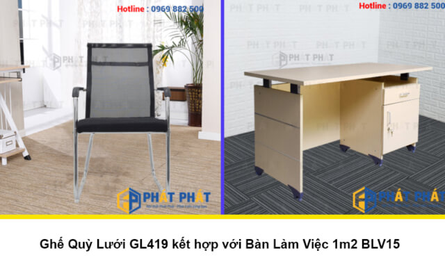 kết hợp bàn ghế làm việc quỳ lưới 1