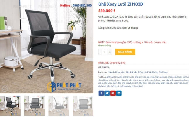  Ghế xoay văn phòng loại nhỏ giá dưới 600K bán chạy nhất - 5