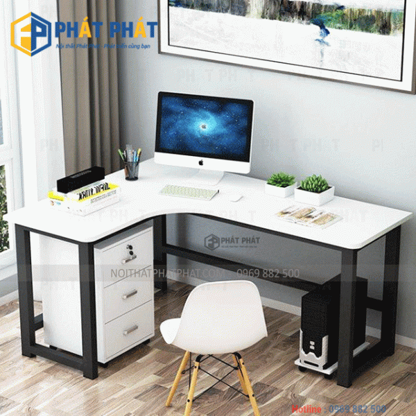 Bàn làm việc chữ L chân sắt BSL14