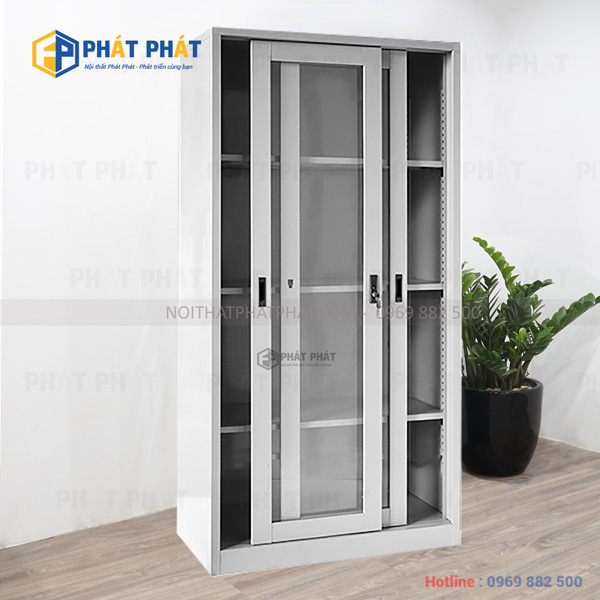 Tủ Sắt 2 Kính Lùa T2KL 9 2 canh truot