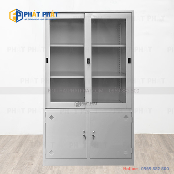 Tủ Sắt 2 Cánh Kính Trượt TSKT01