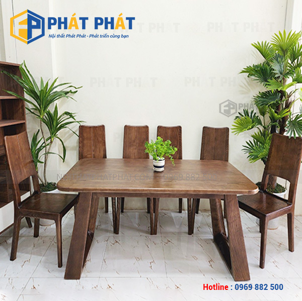 Bàn ăn 6 ghế gỗ tự nhiên cao cấp BA-02