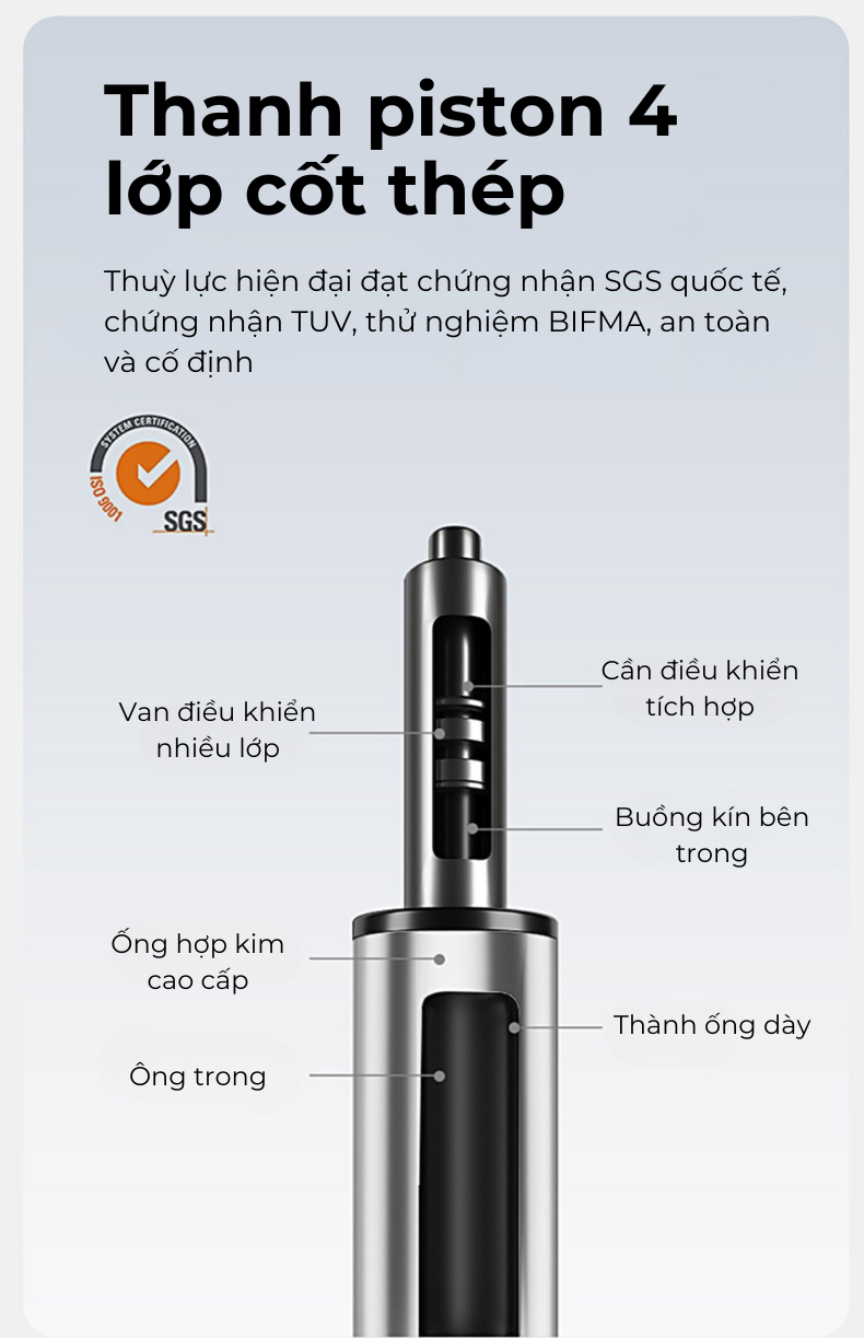 Ghế công thái học lưng kim loại Lucky V2 – không gác chân-des