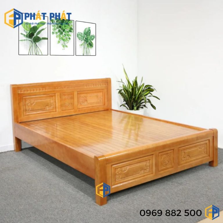 Giường gỗ 1m6 sồi GS162 dát phản